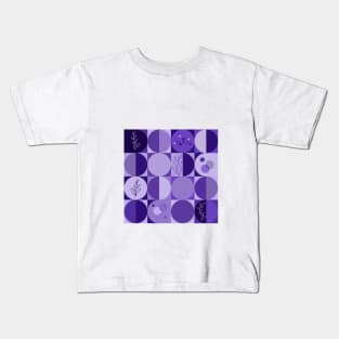 repeating geometry pattern, squares and circles, ornaments, violet color tones Kids T-Shirt